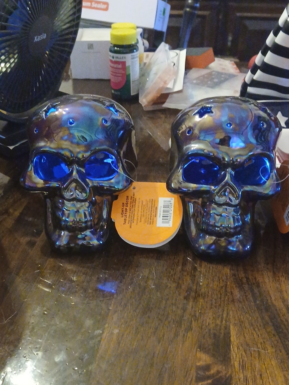 Blue Iridescent Skull Decorative Accent - Home Art $11.00 For One